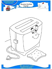 Çocuklar İçin Ekmek-Kızartma-Makinesi Boyama Sayfaları 